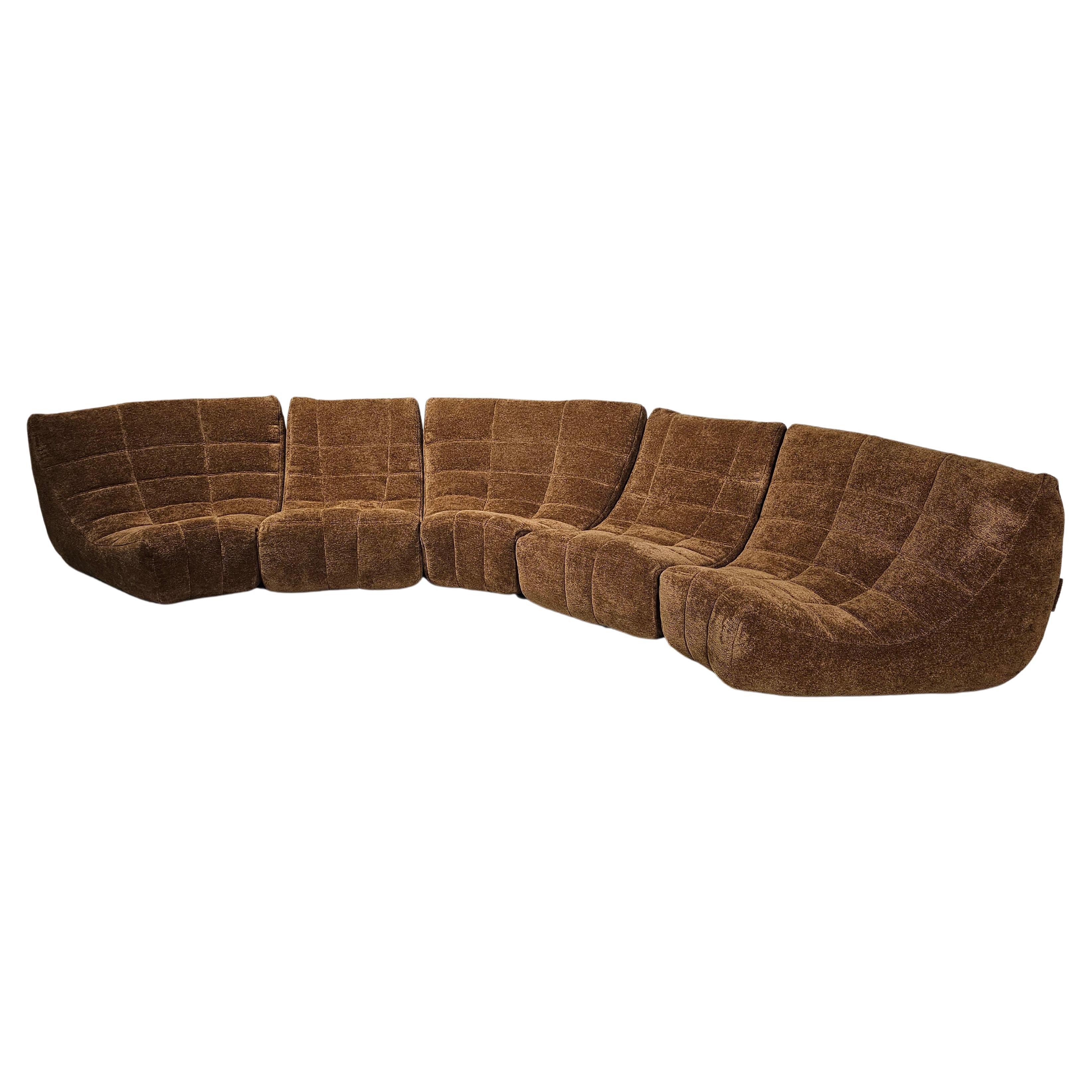 Brown Modular 'Gilda' sofa by Michel Ducaroy for Ligne Roset, France