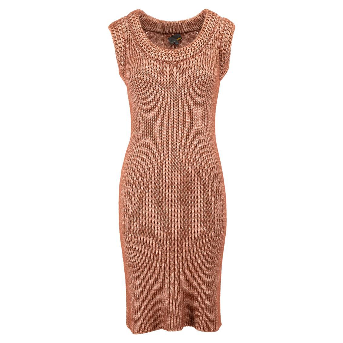Brown Mohair-Blend Knit Sleeveless Dress Size XS