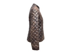 Brown Moncler Quilted Leather Jacket Designer Size 1