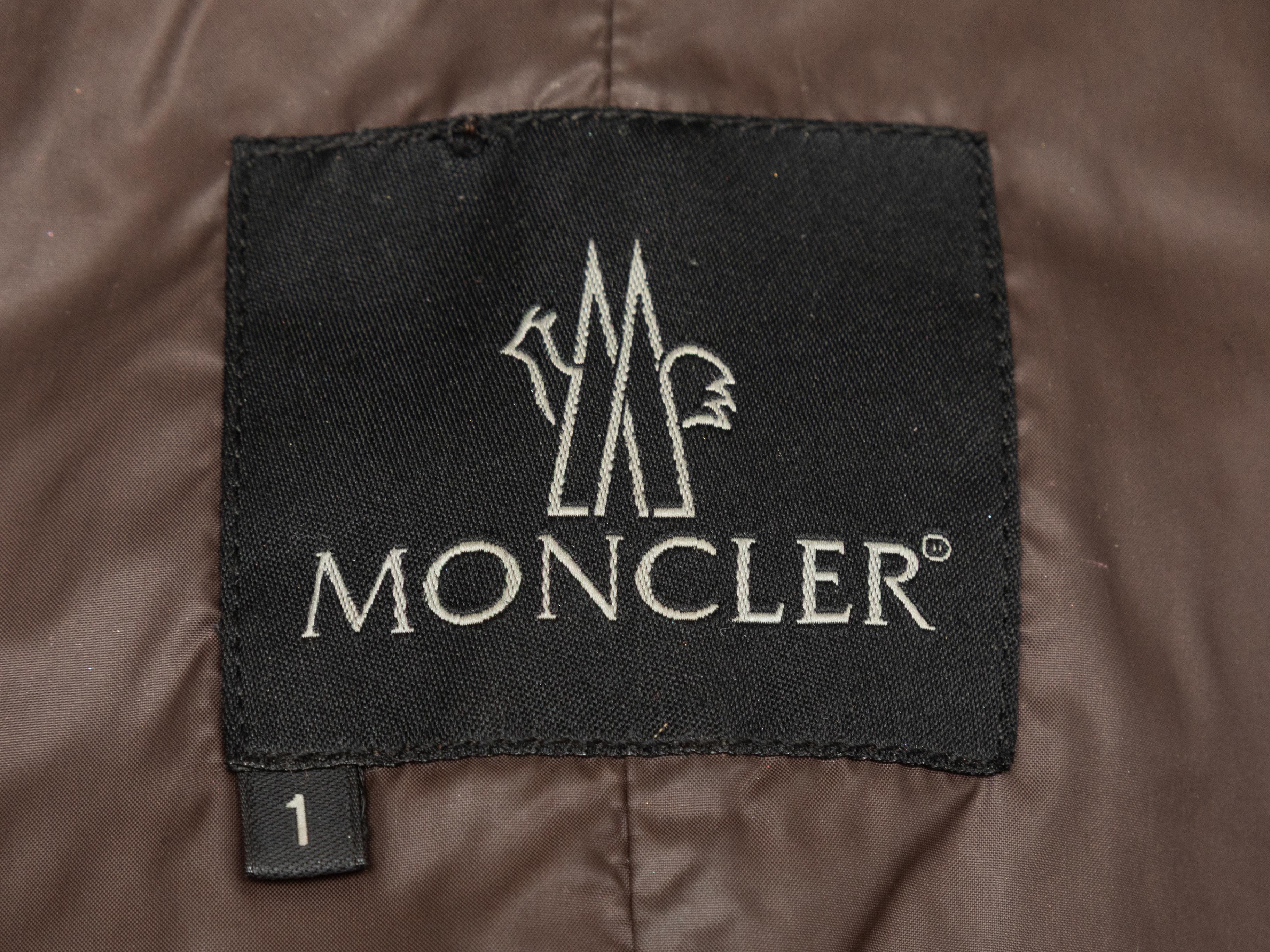 Donna Giacca in pelle trapuntata marrone Moncler Designer Taglia 1 in vendita