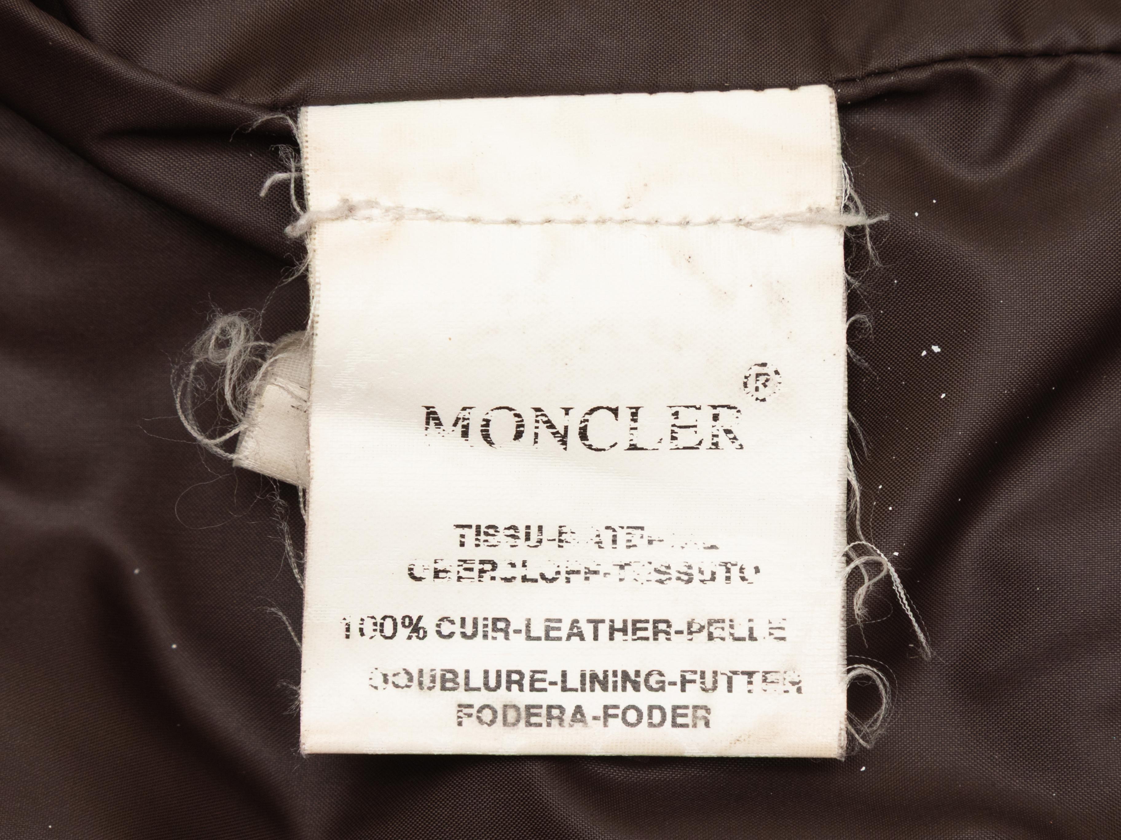 Giacca in pelle trapuntata marrone Moncler Designer Taglia 1 in vendita 1