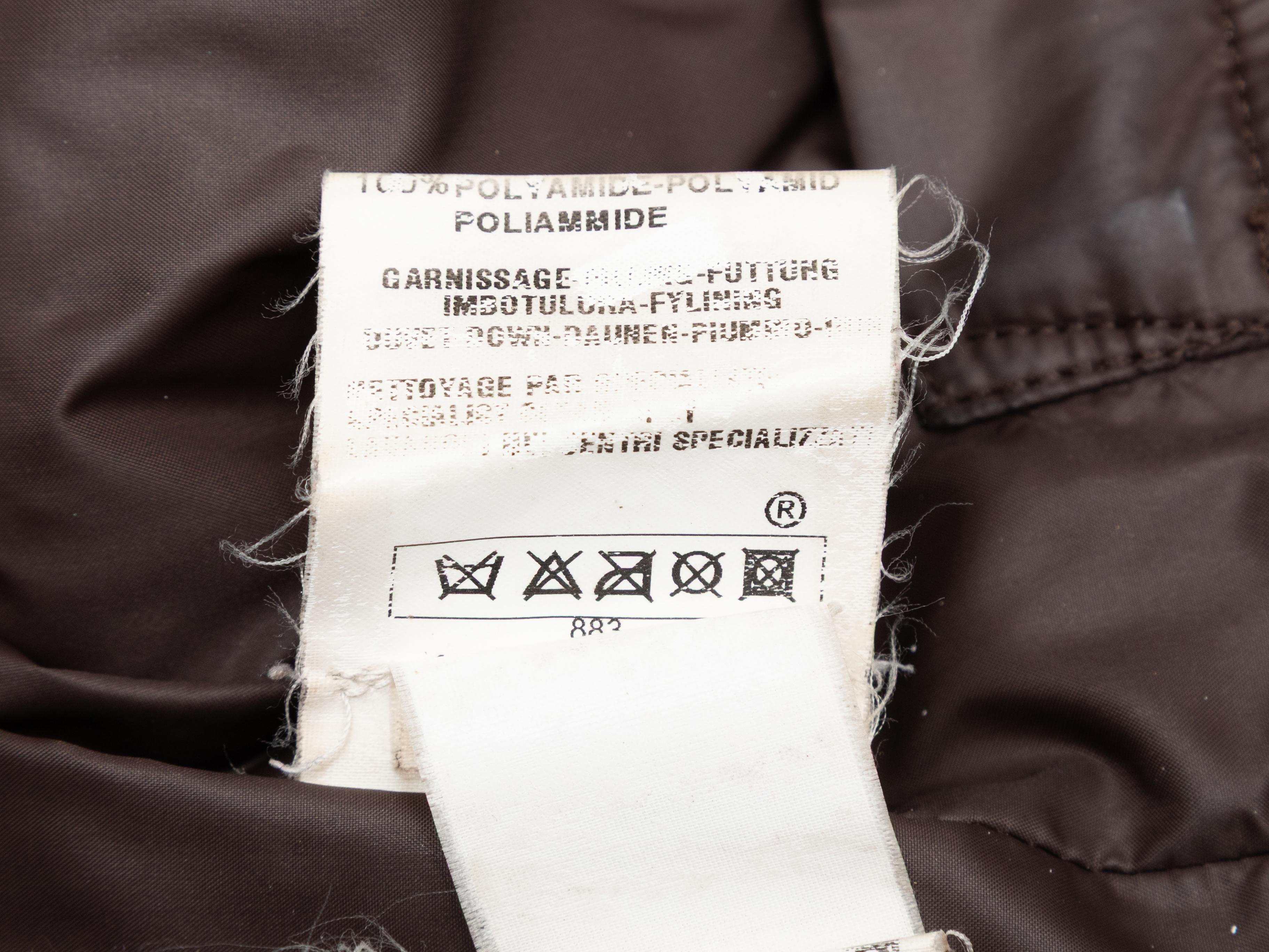 Giacca in pelle trapuntata marrone Moncler Designer Taglia 1 in vendita 2