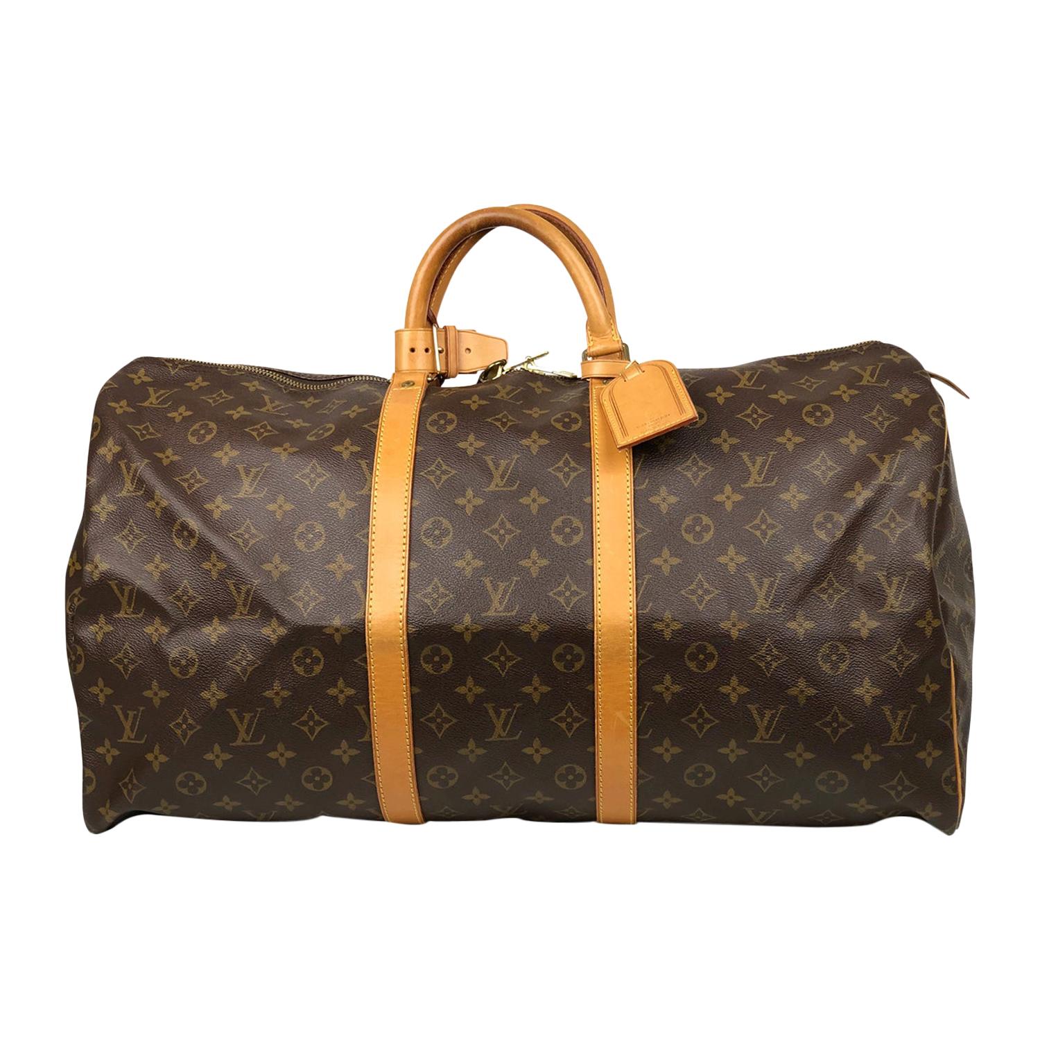 Brown Monogram Canvas Louis Vuitton Keepall 55 Weekend Bag at 1stDibs | louis  vuitton weekend bag
