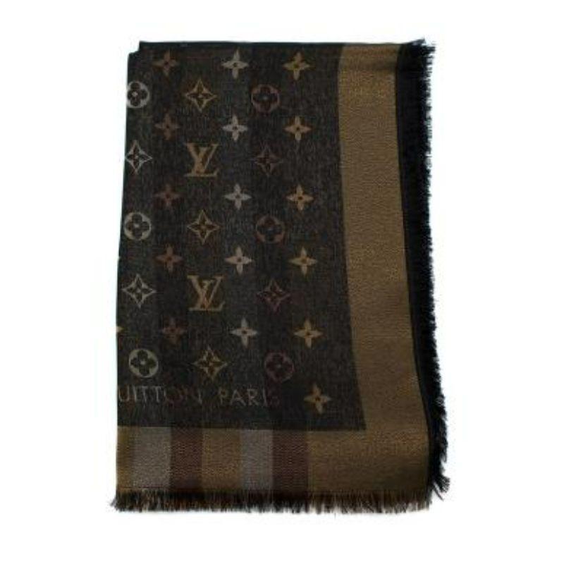 LOUIS VUITTON 100% Vison Mink fur brown monogram print shawl scarf