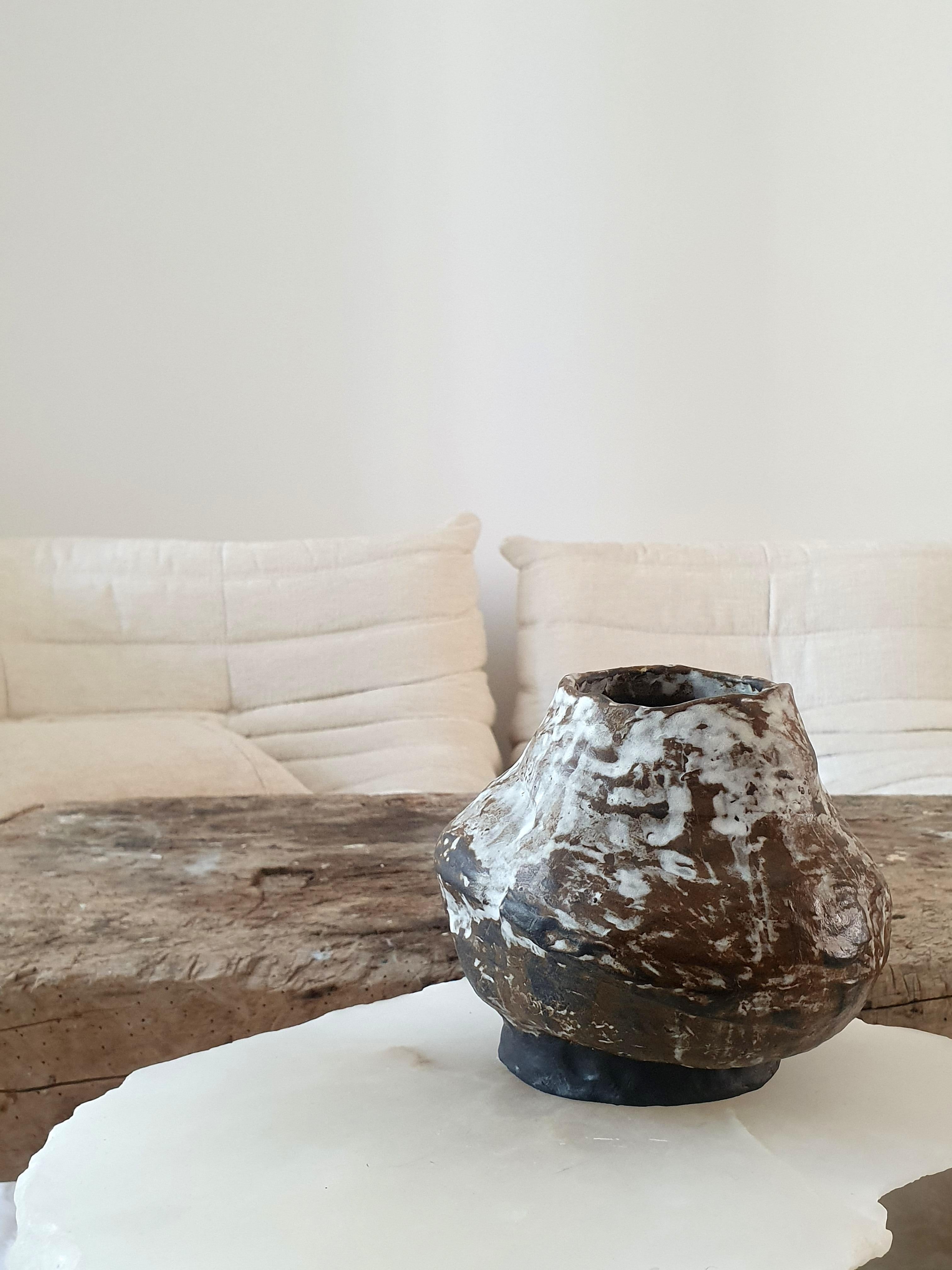 French Brown Morandi Vase by Adèle Clèves