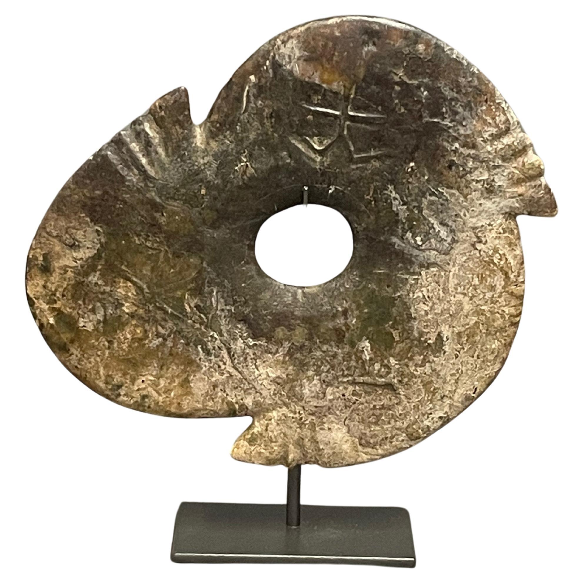 Brown Mottled Color Stone Abstract Bird Sculpture, China, Contemporary For Sale