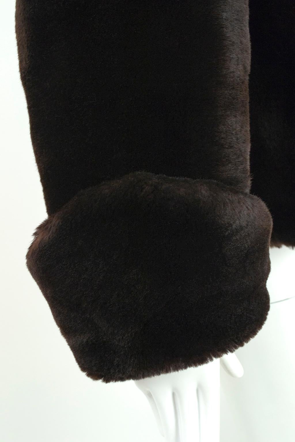 Veste ours Teddy Bear en fourrure de mouton marron avec poignets pointus (taille L), années 1950 en vente 5