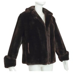 Vintage Heavyweight Brown Mouton Lamb Teddy Bear Puff Jacket  - M-L, 1950s