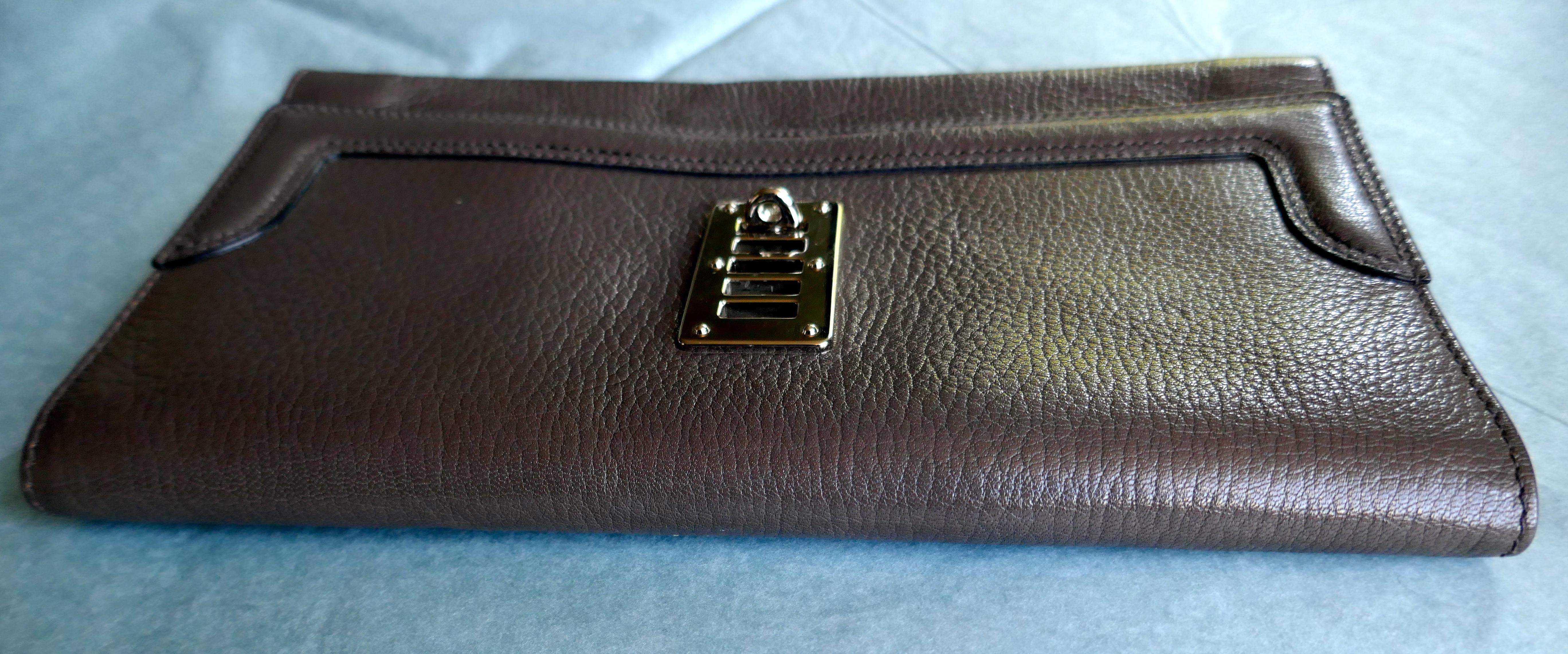 Brown Mulberry Natural Leather Clutch Bag For Sale 3