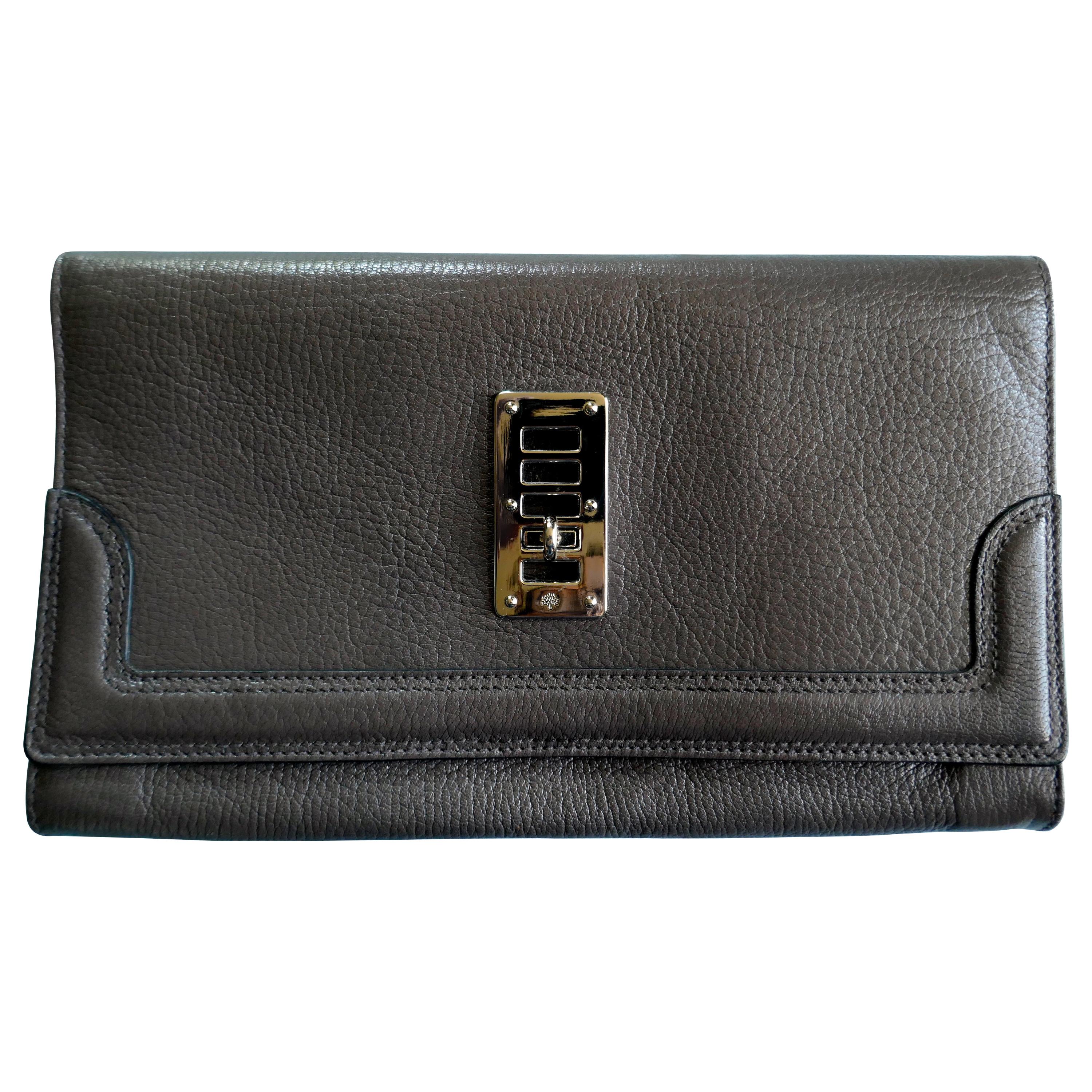 Brown Mulberry Natural Leather Clutch Bag