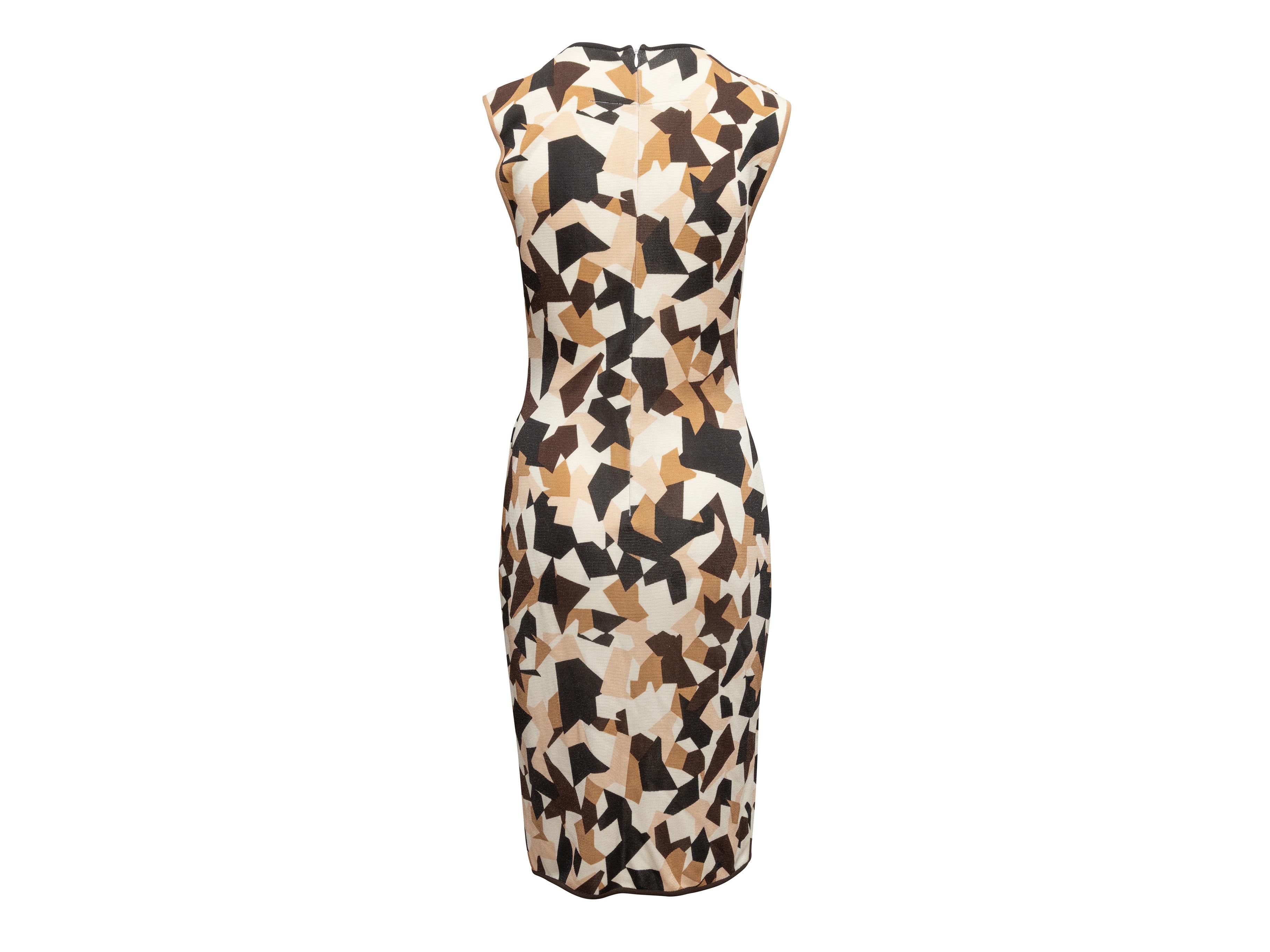 Vestido sin mangas con estampado geométrico marrón y multicolor Givenchy Talla US M en Bueno estado para la venta en New York, NY