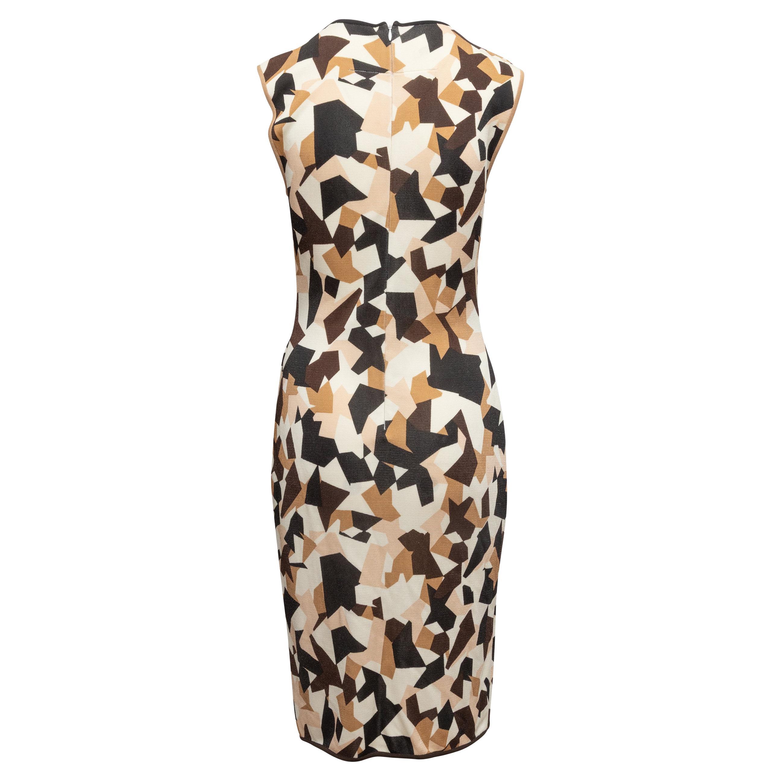 Vestido sin mangas con estampado geométrico marrón y multicolor Givenchy Talla US M en venta