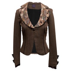Brown & Multicolor Legate Jeans Herringbone & Open Knit Blazer Size US 0