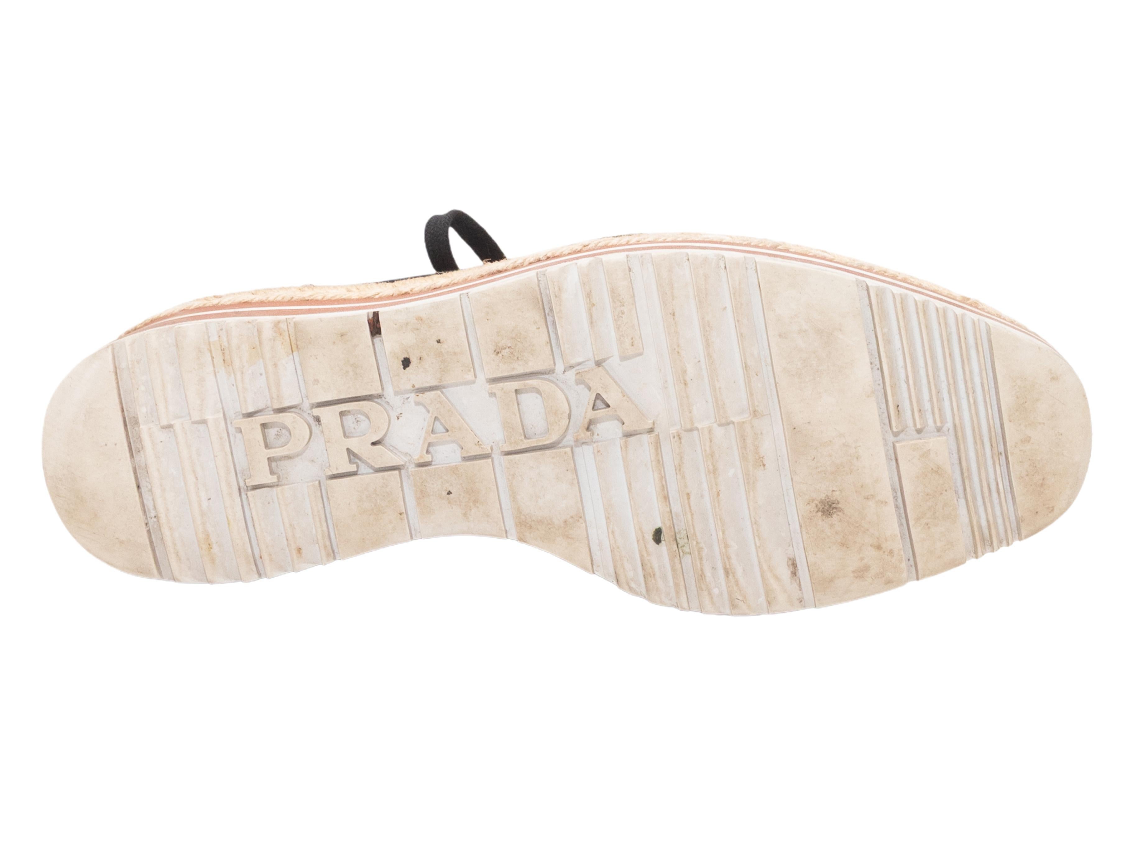 Braun & Multicolor Prada Gestreifte Plateau-Oxfords Größe 38.5 im Angebot 1