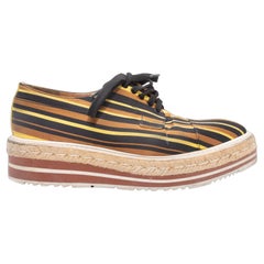 Brown & Multicolor Prada Striped Platform Oxfords Size 38.5 Brown & Multicolor Prada Striped Platform Oxfords Size 38.5
