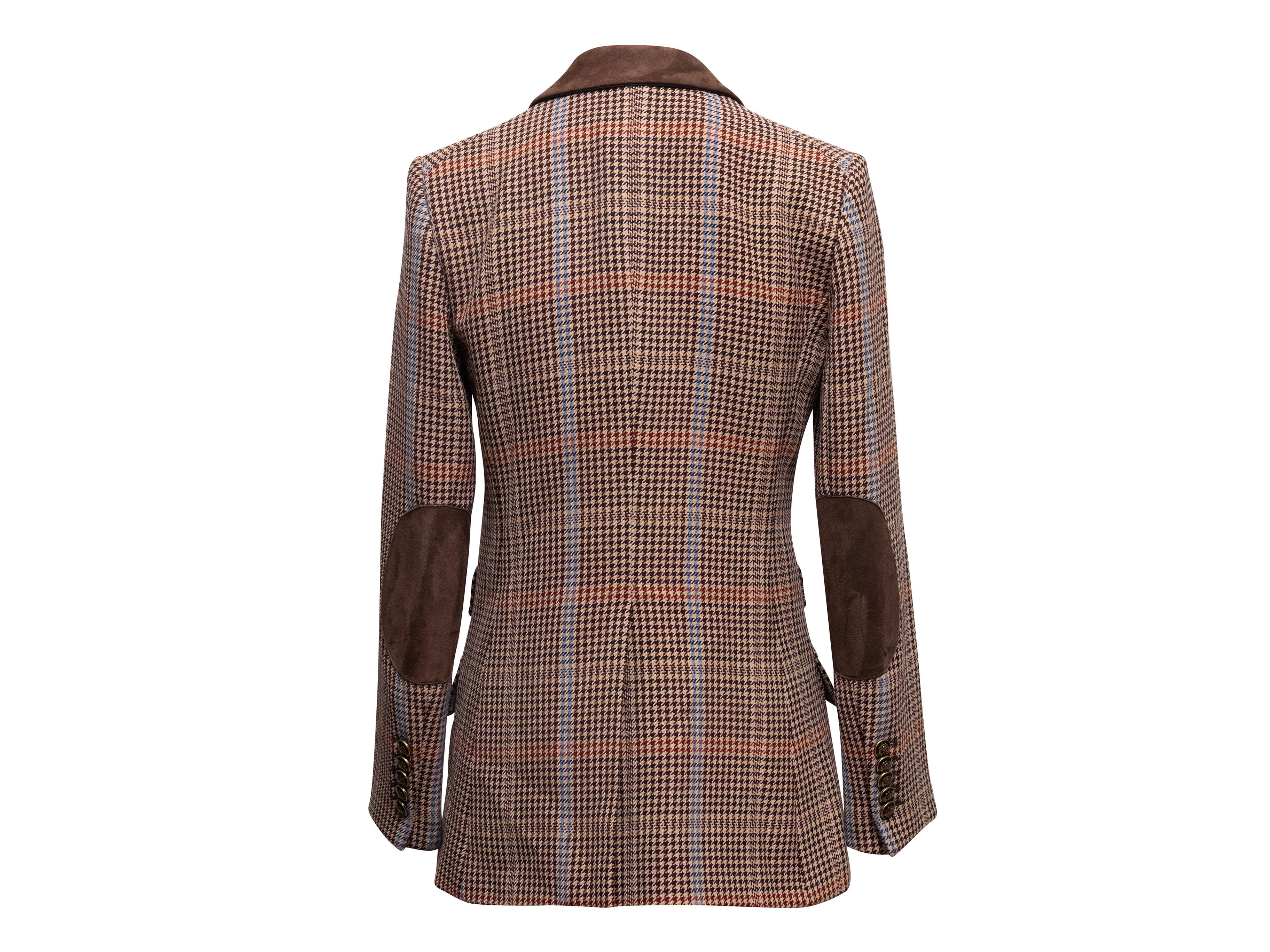 Brauner & mehrfarbiger Veronica Beard Blazer mit Wildlederbesatz Größe US 2 im Zustand „Gut“ im Angebot in New York, NY