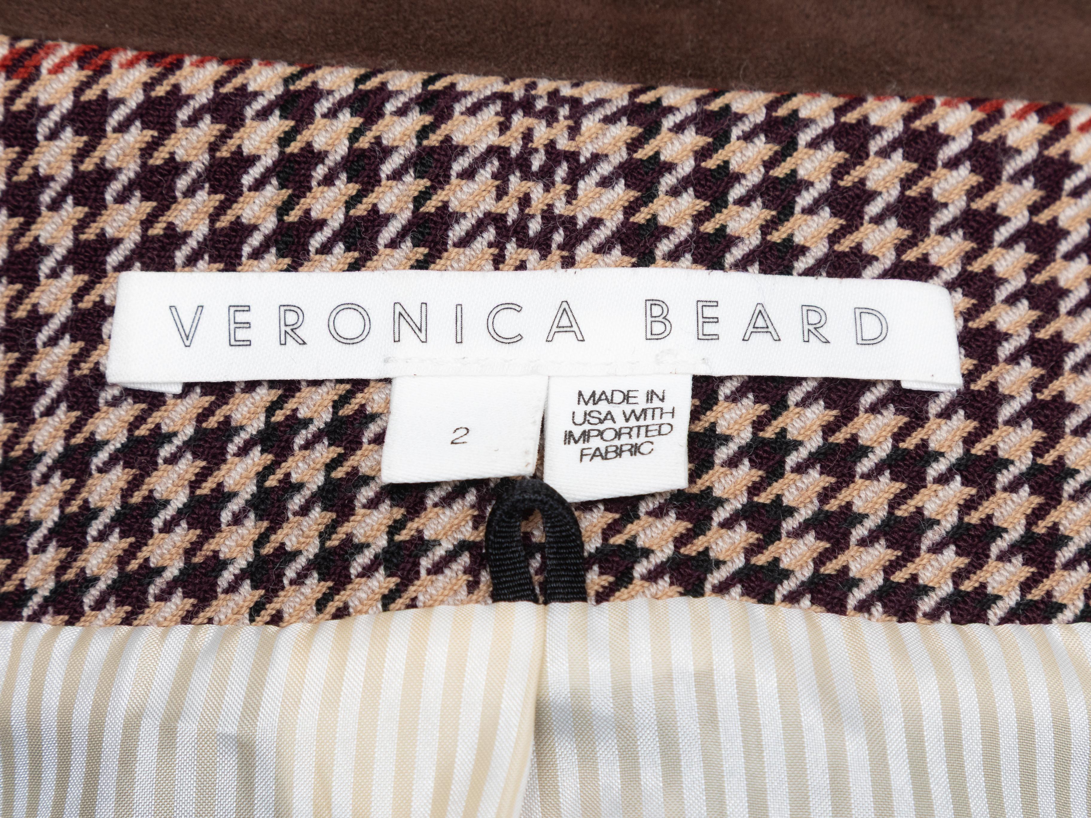 Brauner & mehrfarbiger Veronica Beard Blazer mit Wildlederbesatz Größe US 2 im Angebot 1