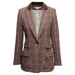Blazer en daim bordé de pied-de-poule Veronica Beard marron et multicolore Taille US 2