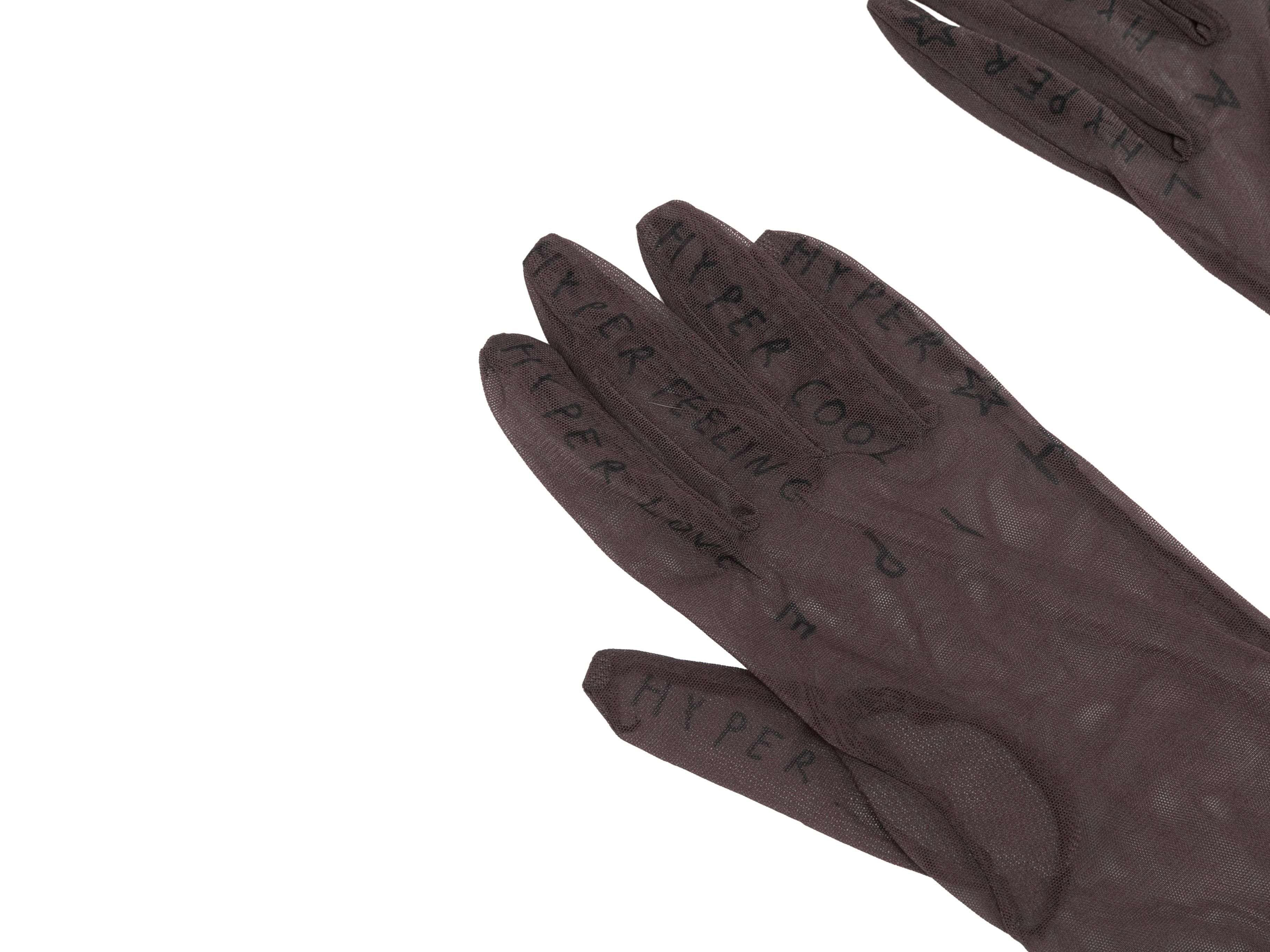 Women's or Men's Brown & Multicolor Walter Van Beirendonck Mesh Tattoo Gloves Size US L For Sale