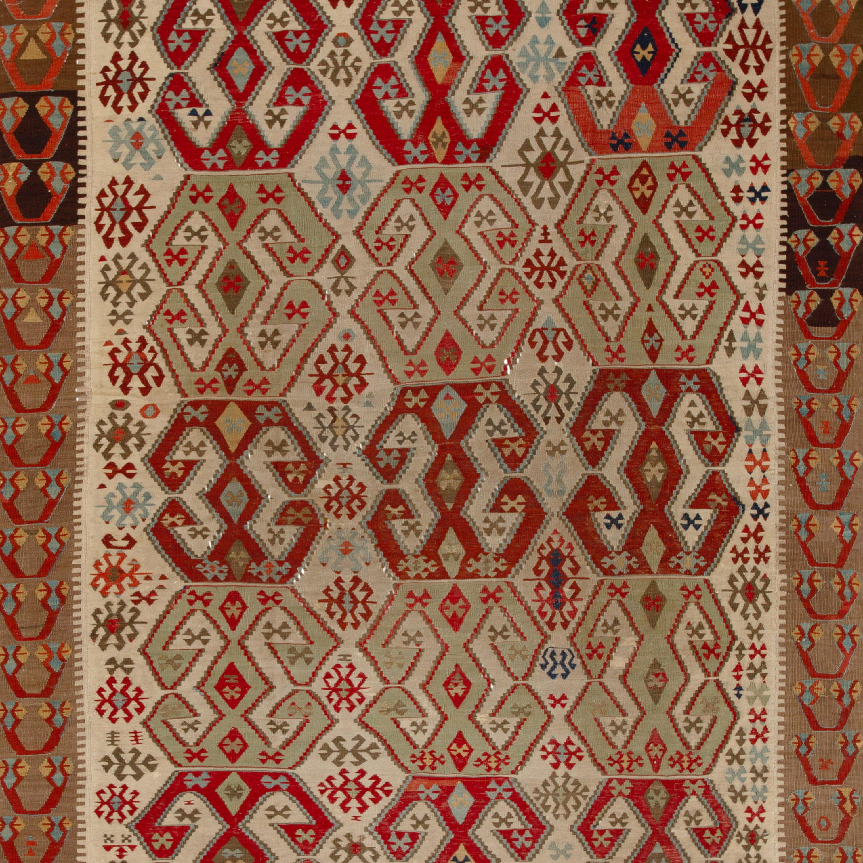 Mid-20th Century abc carpet Brown Multicolored Vintage Wool Kilim Rug - 6'1