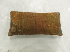 Zabihi Collection Brown Narrow Vintage Turkish Bolster Size Rug Pillow