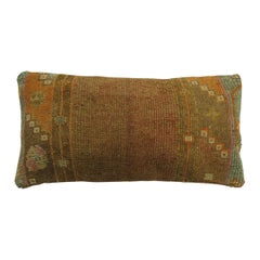 Brown Narrow Vintage Turkish Bolster Size Rug Pillow