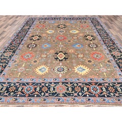 Brown Natural Wool Hand Knotted Serapi Heriz Design Oriental Rug 9'0" x 11'9"