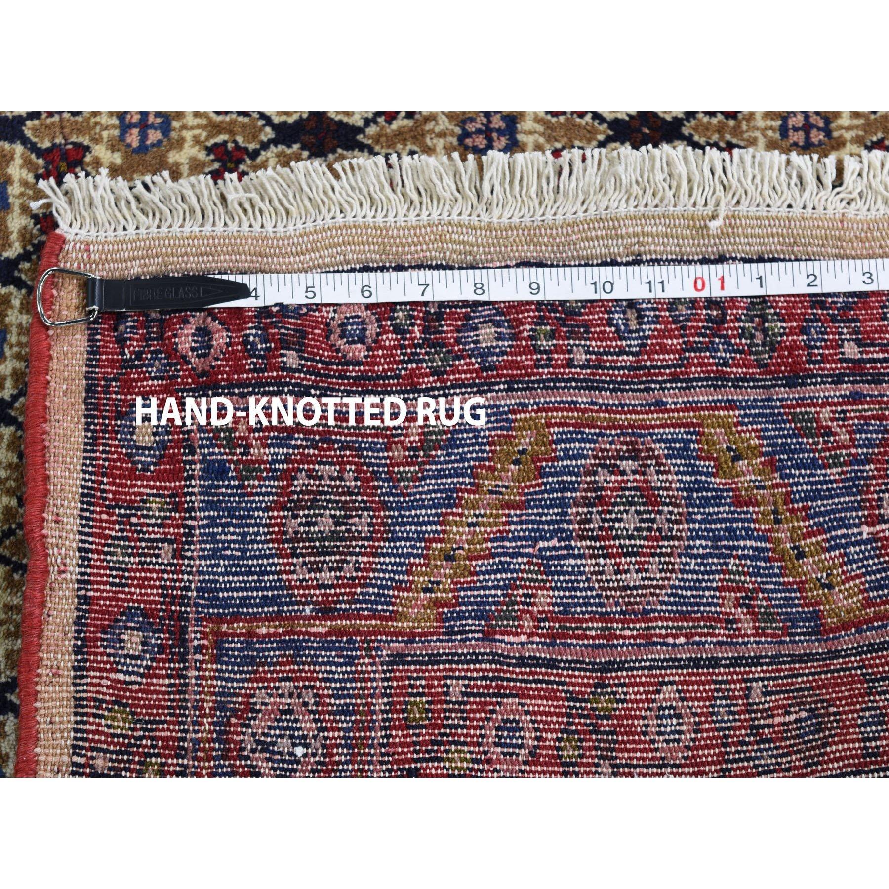 Brown Persian Hamadan Pure Wool Camel Hair Hand Knotted Oriental Rug 6