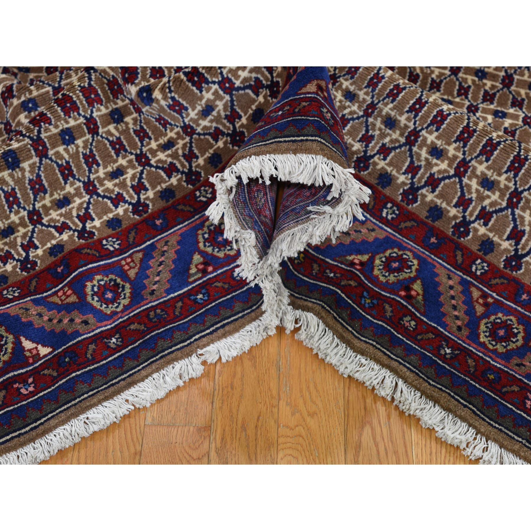 Brown Persian Hamadan Pure Wool Camel Hair Hand Knotted Oriental Rug 12