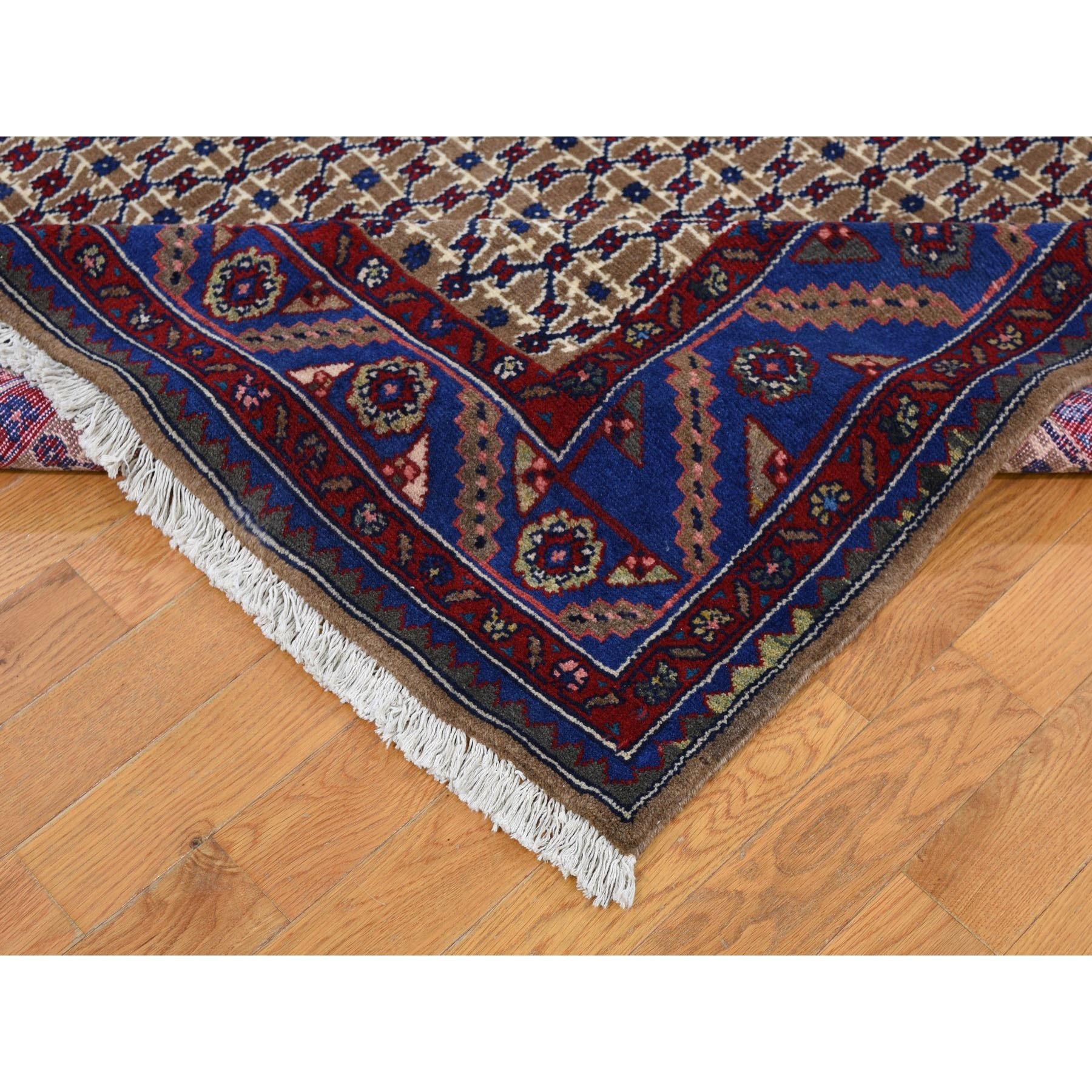 Brown Persian Hamadan Pure Wool Camel Hair Hand Knotted Oriental Rug 13