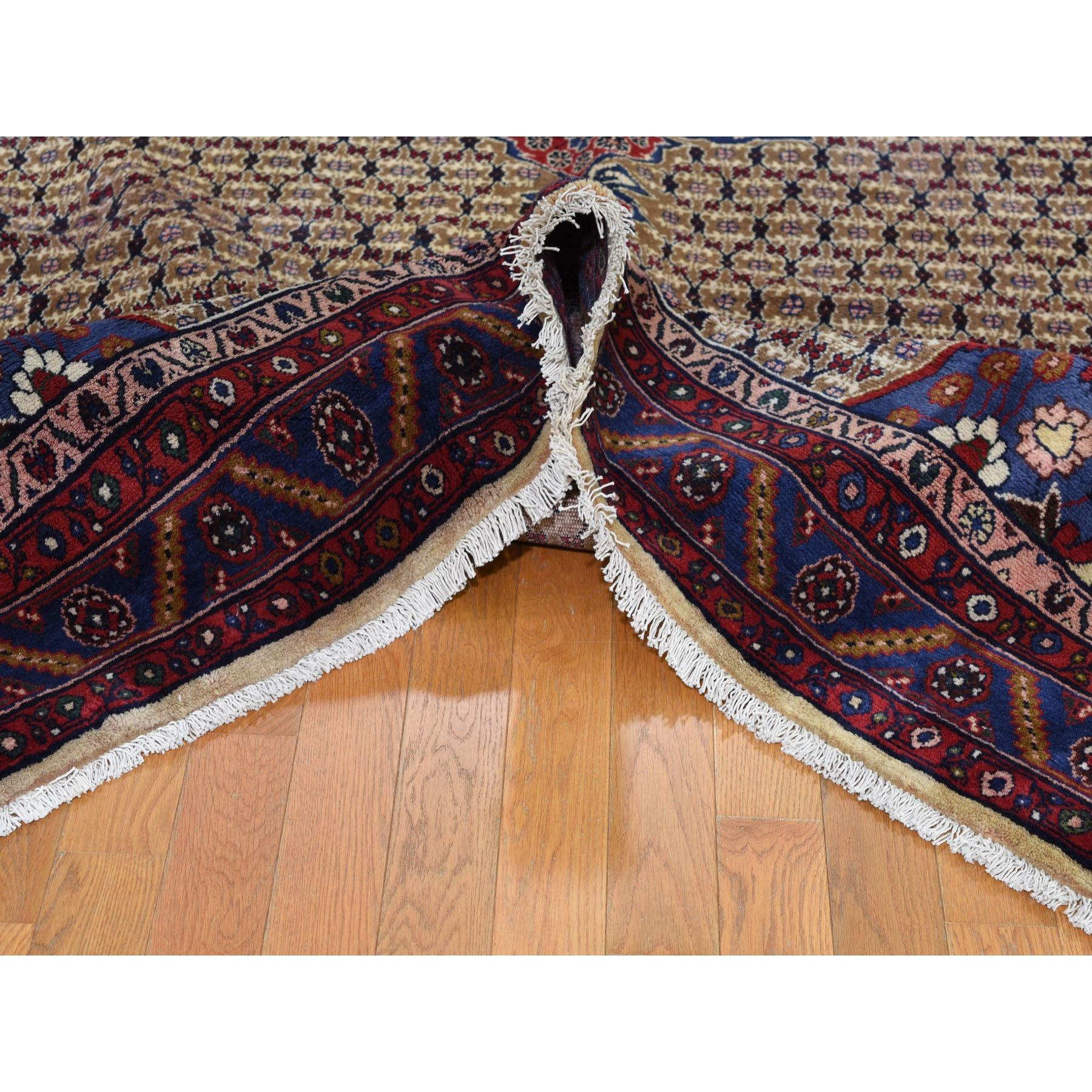 Mid-20th Century Brown Persian Hamadan Pure Wool Camel Hair Hand Knotted Oriental Rug