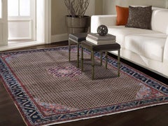 Brown Persian Serab Camel Hair Pure Wool Hand Knotted Oriental Rug