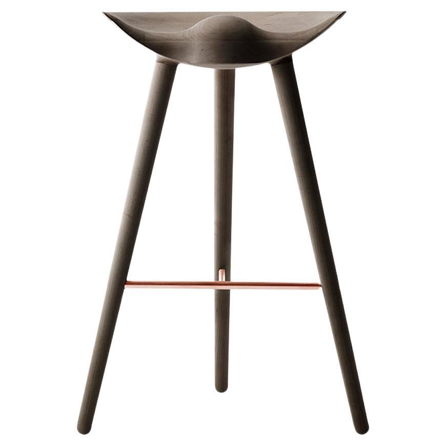ML 42 Brown Oak and Copper Bar Stool by Lassen For Sale