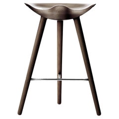 Brown Oak and Stainless Steel Counter Stool by Lassen