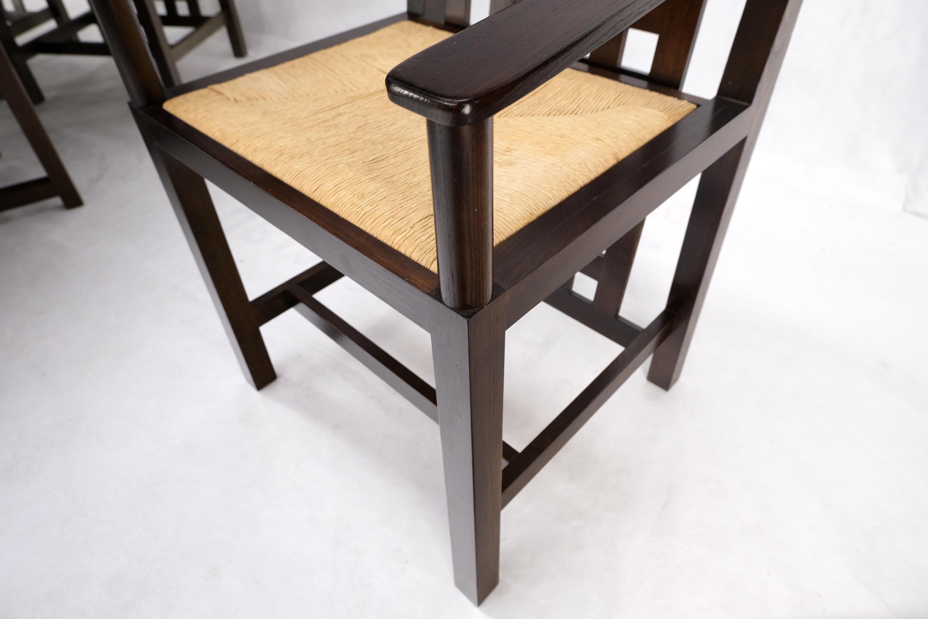 Table de salle à manger Cassina Macintosh en chêne marron à abattants avec 6 chaises en jonc Mint en vente 7