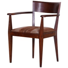 Brown Oak Cubist Art Deco Armchair, Original Well Preserved Condition, 1920s