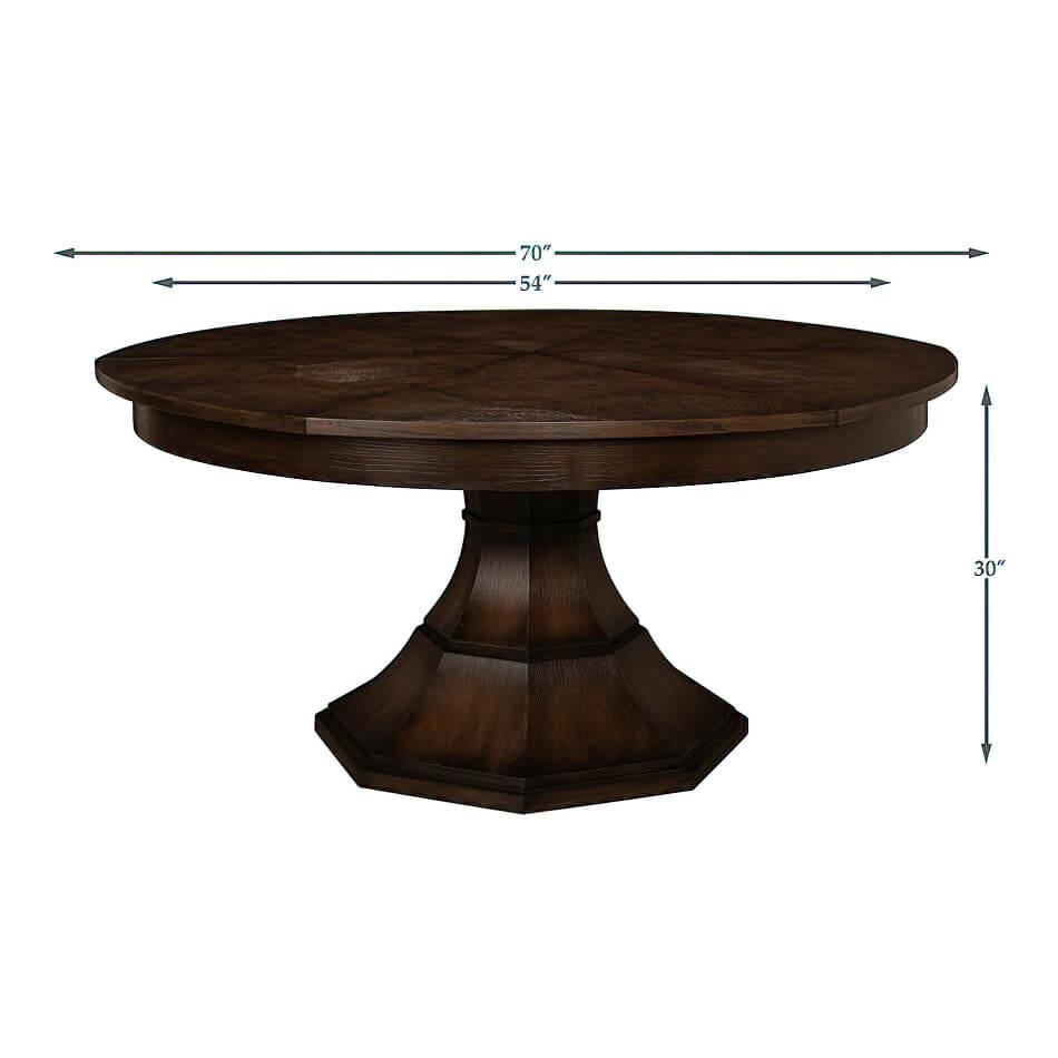 Wood Brown Oak Round Dining Table For Sale