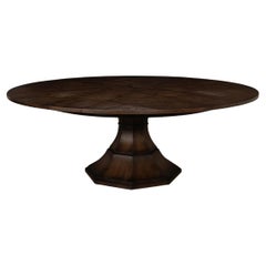 Brown Oak Round Dining Table