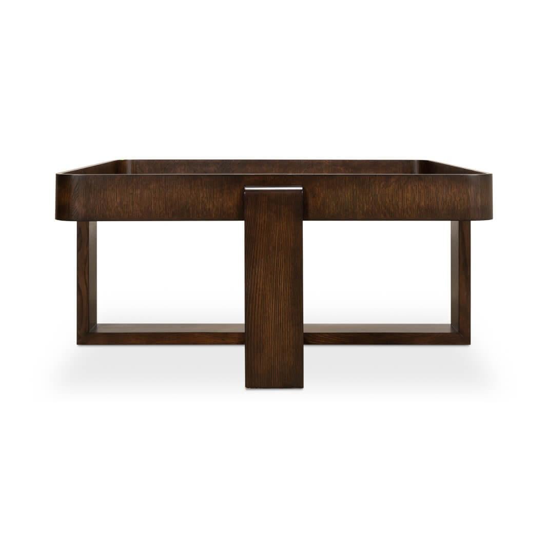 Wood Brown Oak Traytop Cocktail Table For Sale