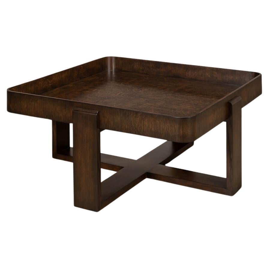 Brown Oak Traytop Cocktail Table
