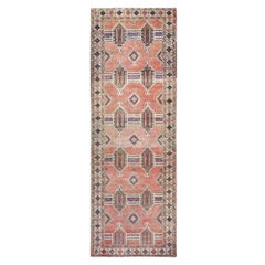 Brown Old Geometric Persian Hamadan Hand Knotted Wool Hand Knotted Clean Rug