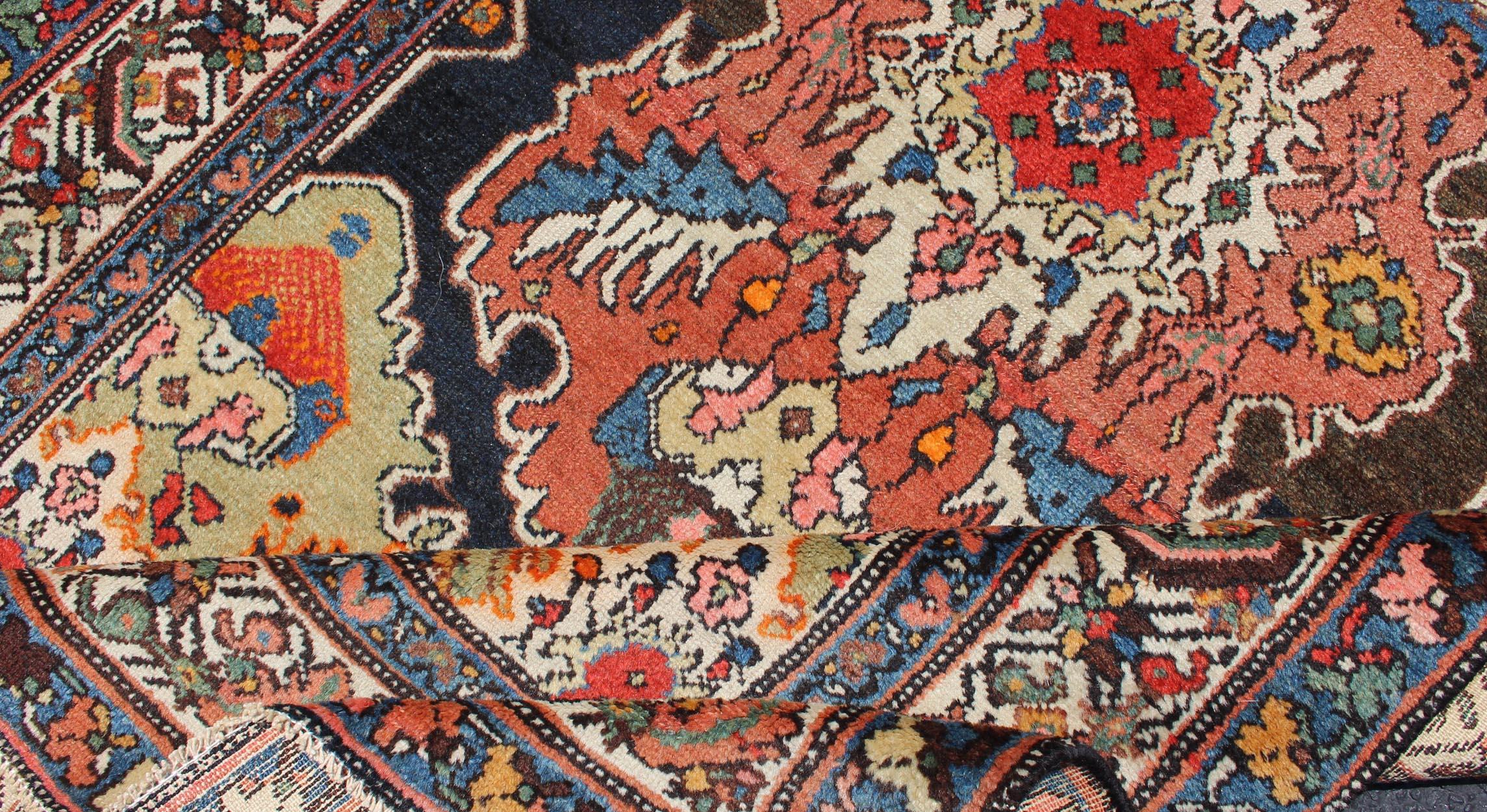 Early 20th Century Brown, Olive and Terracotta Antique Persian Malayer Rug with Unique Design For Sale