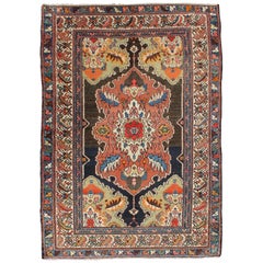 Brown, Olive and Terracotta Antique Persian Malayer Rug with Unique Design