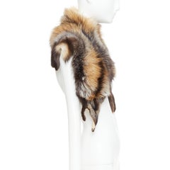 Brown ombre genuine fur animal scarf stole