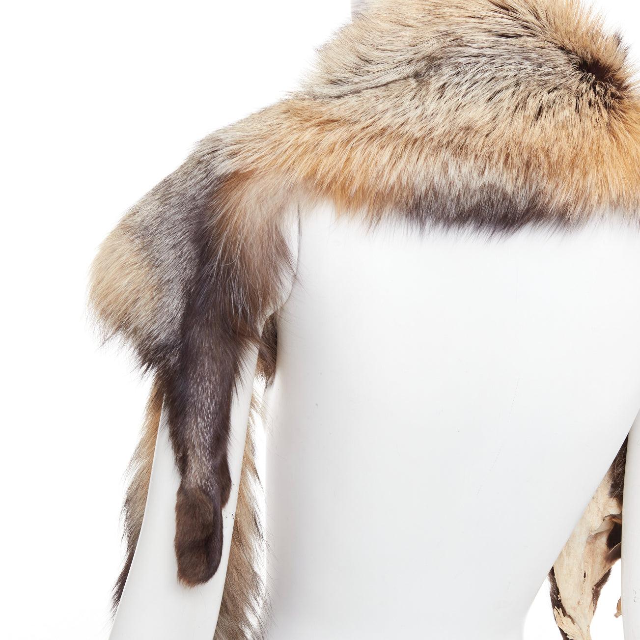 Estola bufanda animal de piel auténtica marrón ombre en venta 1