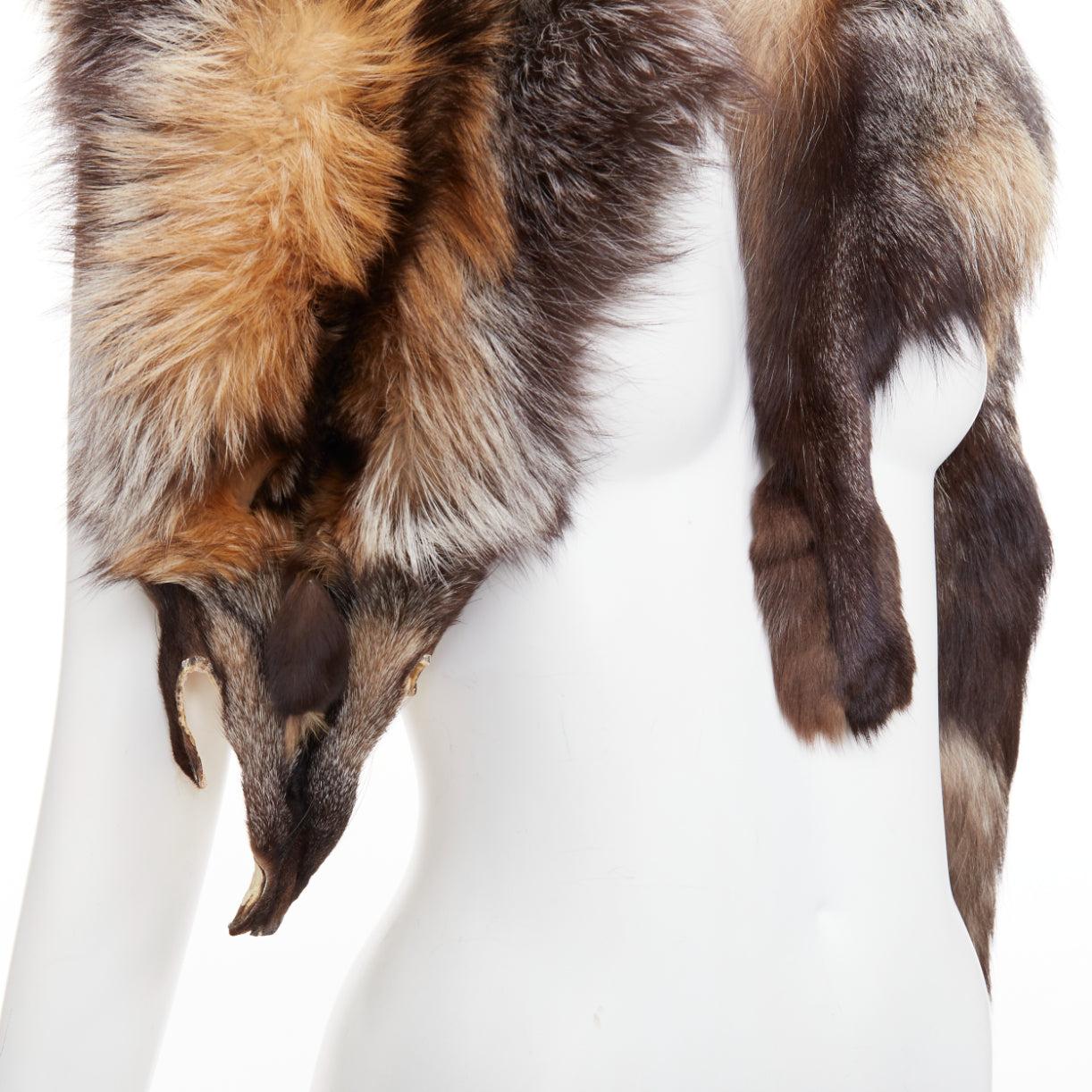 Estola bufanda animal de piel auténtica marrón ombre en venta 2