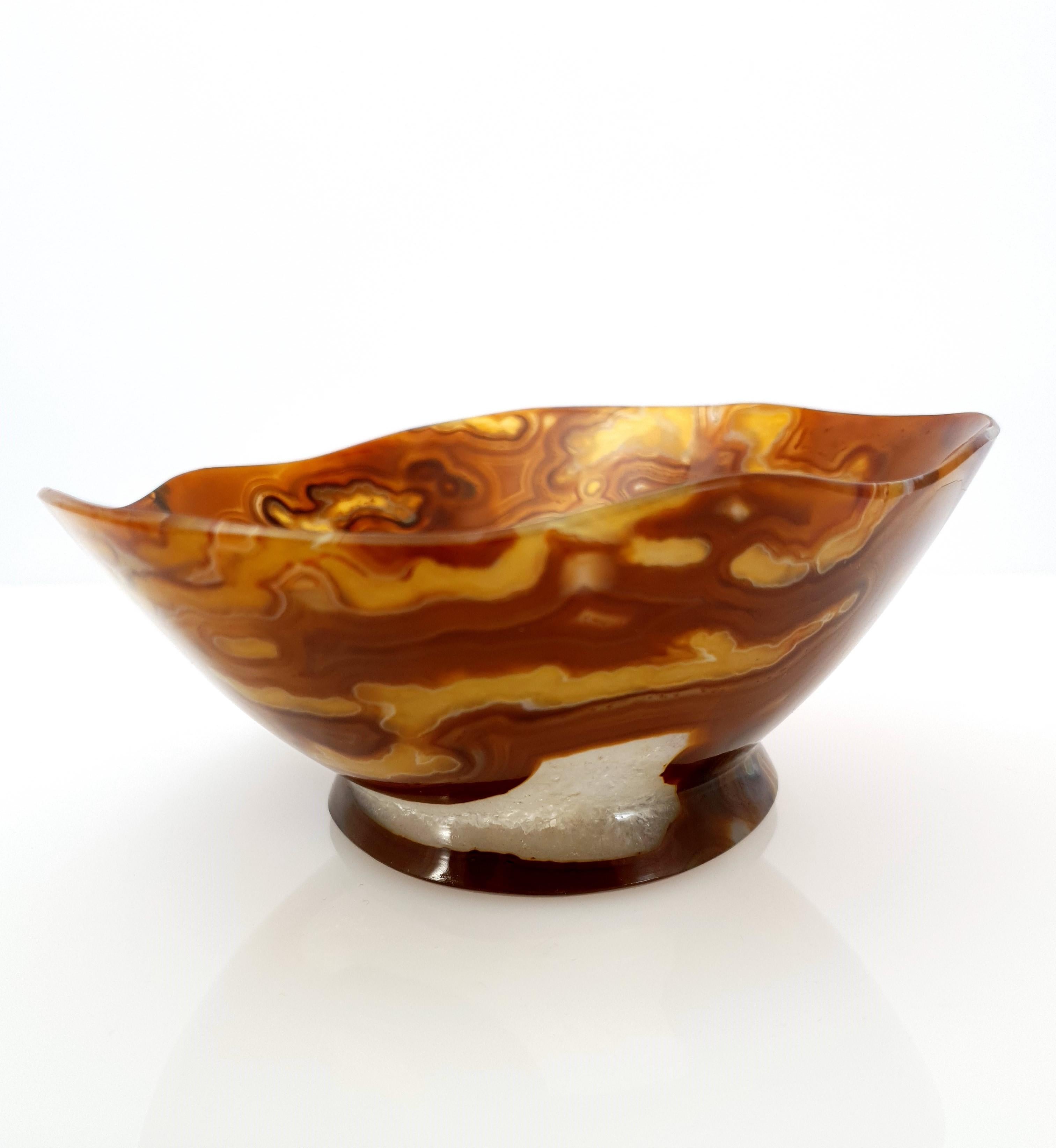 Orange Brown Banded Agate Bowl In New Condition For Sale In Kirschweiler, DE