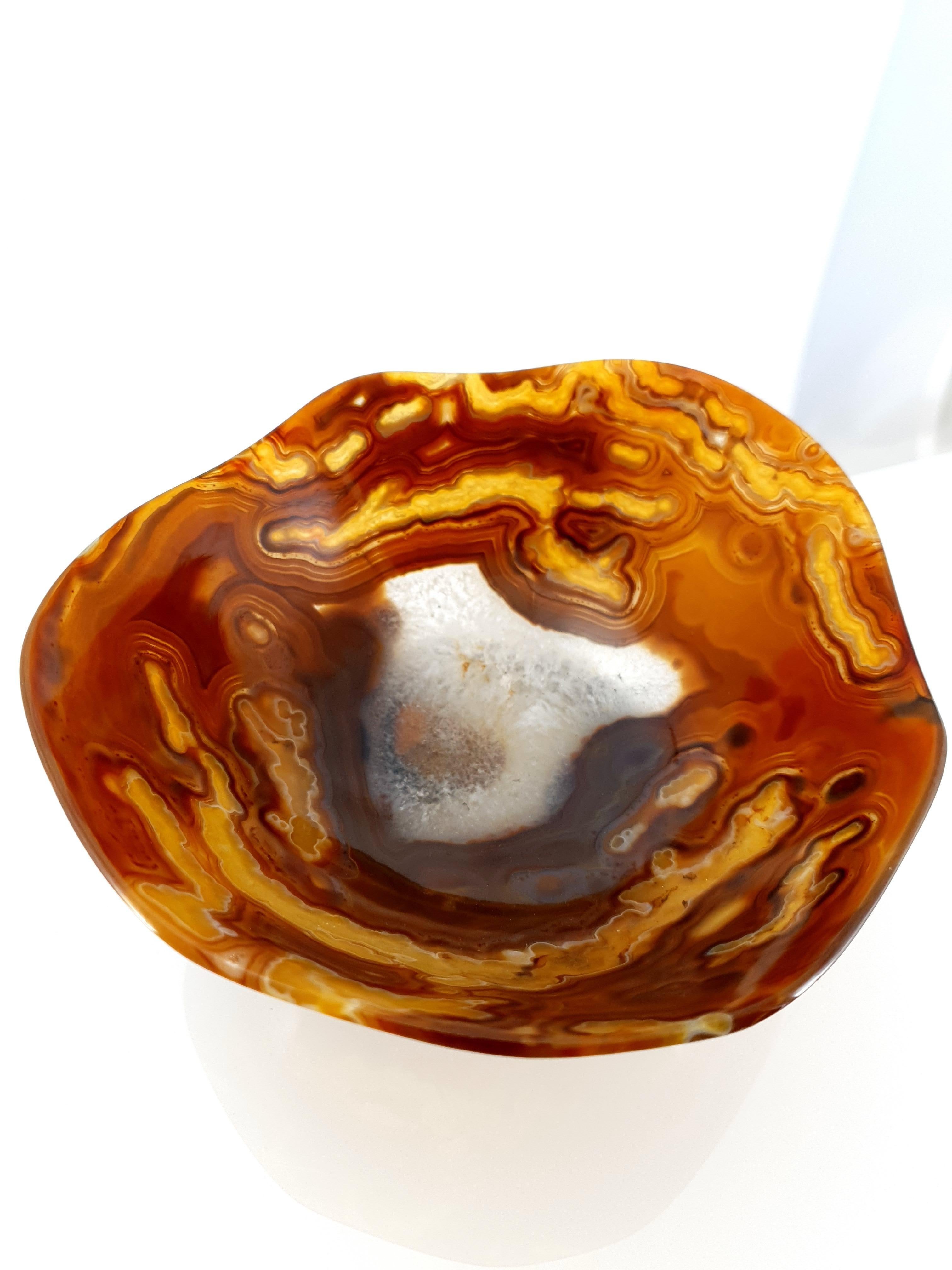 Orange Brown Banded Agate Bowl For Sale 1