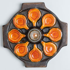 Brown Orange Ceramic Wall Light, Denmark, 1970