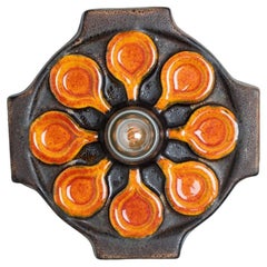 Brown Orange Ceramic Wall Light, Denmark, 1970